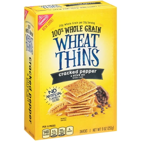 - (2 Pack) Nabisco Wheat Thins Cracked Pepper & Olive Oil Snacks 9 oz. Box
