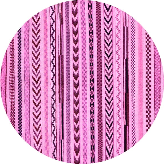 Ahgly Company Indoor Round Abstract Pink Modern Area Rugs, 3' Round