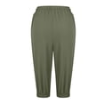 thumbnail image 4 of Casual Pants for Women High Waisted Knee Length Elastic Waist Summer Jogger Shorts with Pockets, 4 of 5