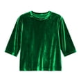 thumbnail image 4 of AWZXDE T-Shirt en Velours pour Filles à Manches 3/4, Doux, Col Rond, Hauts Décontractés pour Filles, T-Shirt de Base Confortable 3-14 Ans, 4 of 4