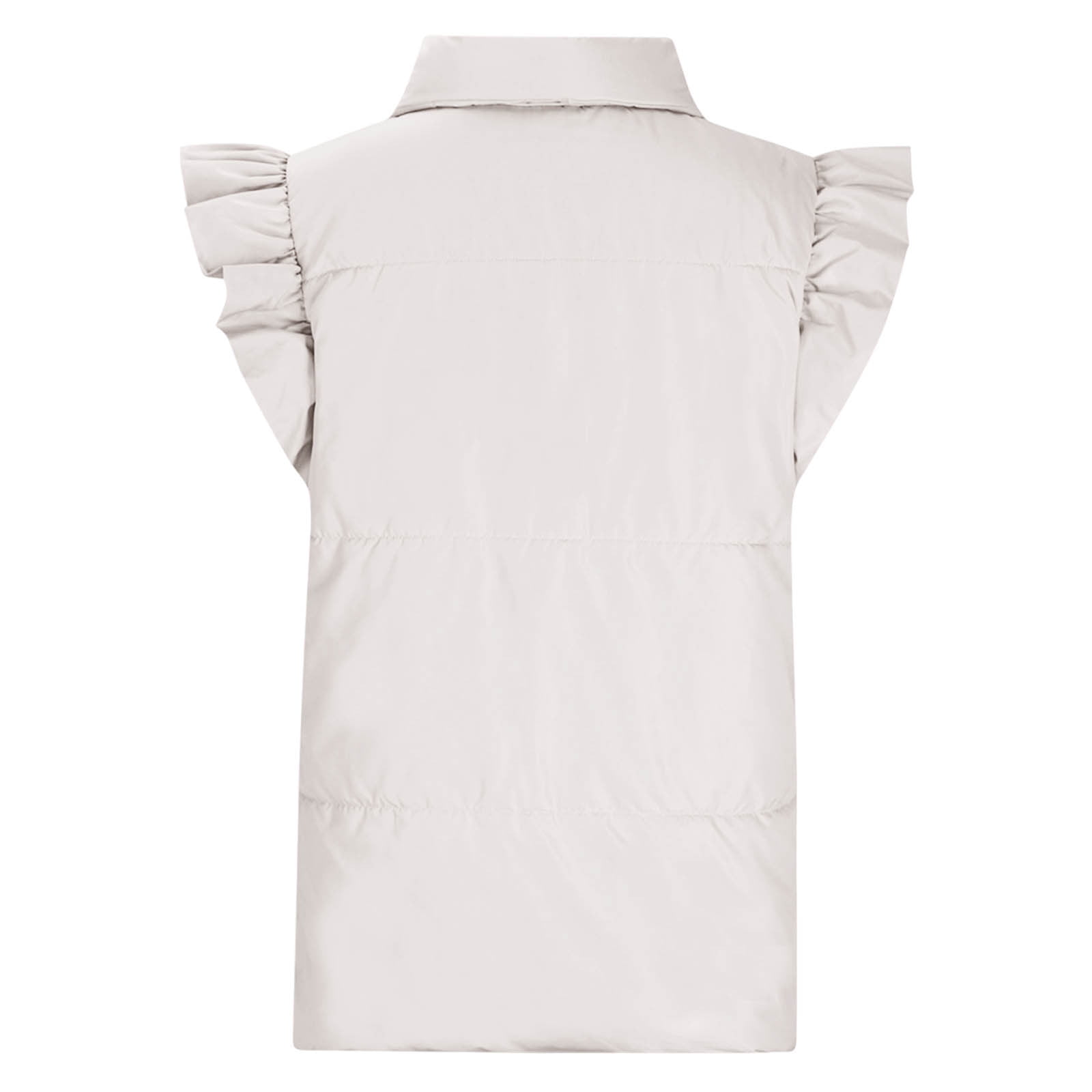 Lenpel Women's Padded Vests Button down Ruffle Sleeveless Puffer Jackets Lightweight Winter Coat with Pockets