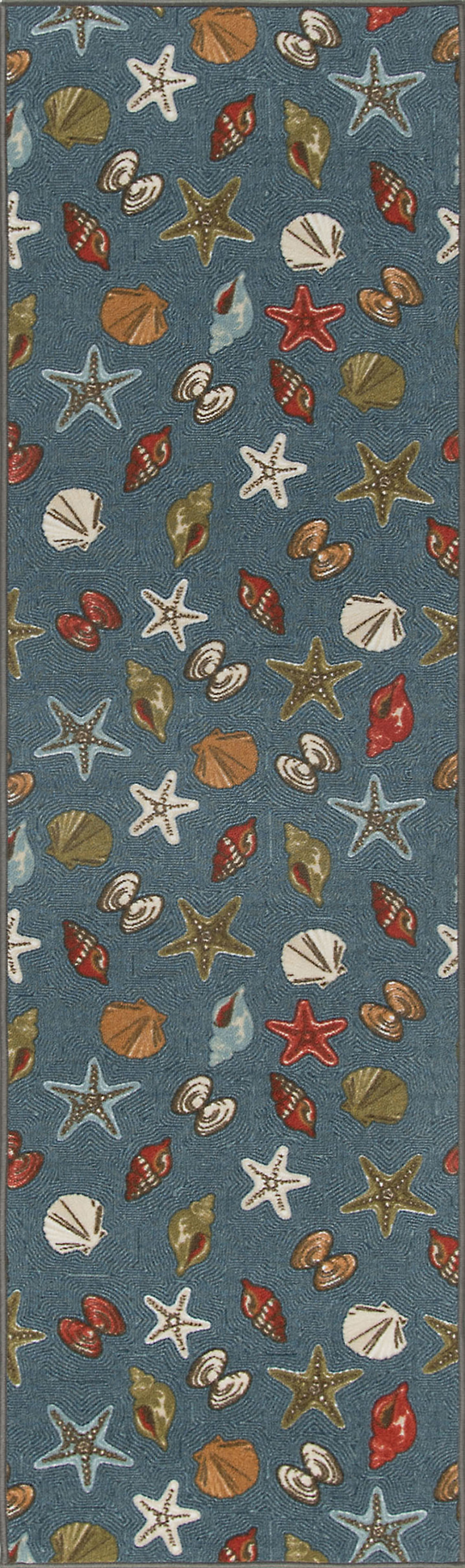 Novelty 2x8 Area Rug (2'3'' x 7'6'') Nautical Navy, Gold Indoor Runner Easy to Clean
