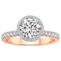 IGI Certified 5 Carat Round Shape Lab Grown Diamond Engagement Ring | 14K Rose Gold | Amarya Secret Double Halo Lab Diamond Ring | FG-VS1-VS2 Quality Friendly Diamonds