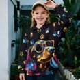 thumbnail image 3 of COEQINE Fashion Girls Quarter Zip Sweatshirt with Collar, Long Sleeve Loose Fit Pullover, Printed Polyester Tops, Machine Washable for 13-14 Year Olds, Dachshund Sunglasses Paw Black, 3 of 7