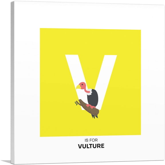 ARTCANVAS Kids Animal Alphabet Letter V Canvas Art Print - Size: 26" x 26" (1.50" Deep)