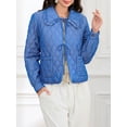 thumbnail image 2 of JYYYBF Women Lightweight Cotton Jacket Rhombus Ruffled Doll Collar Lacing Closure Pockets Winter Outwear, 2 of 9