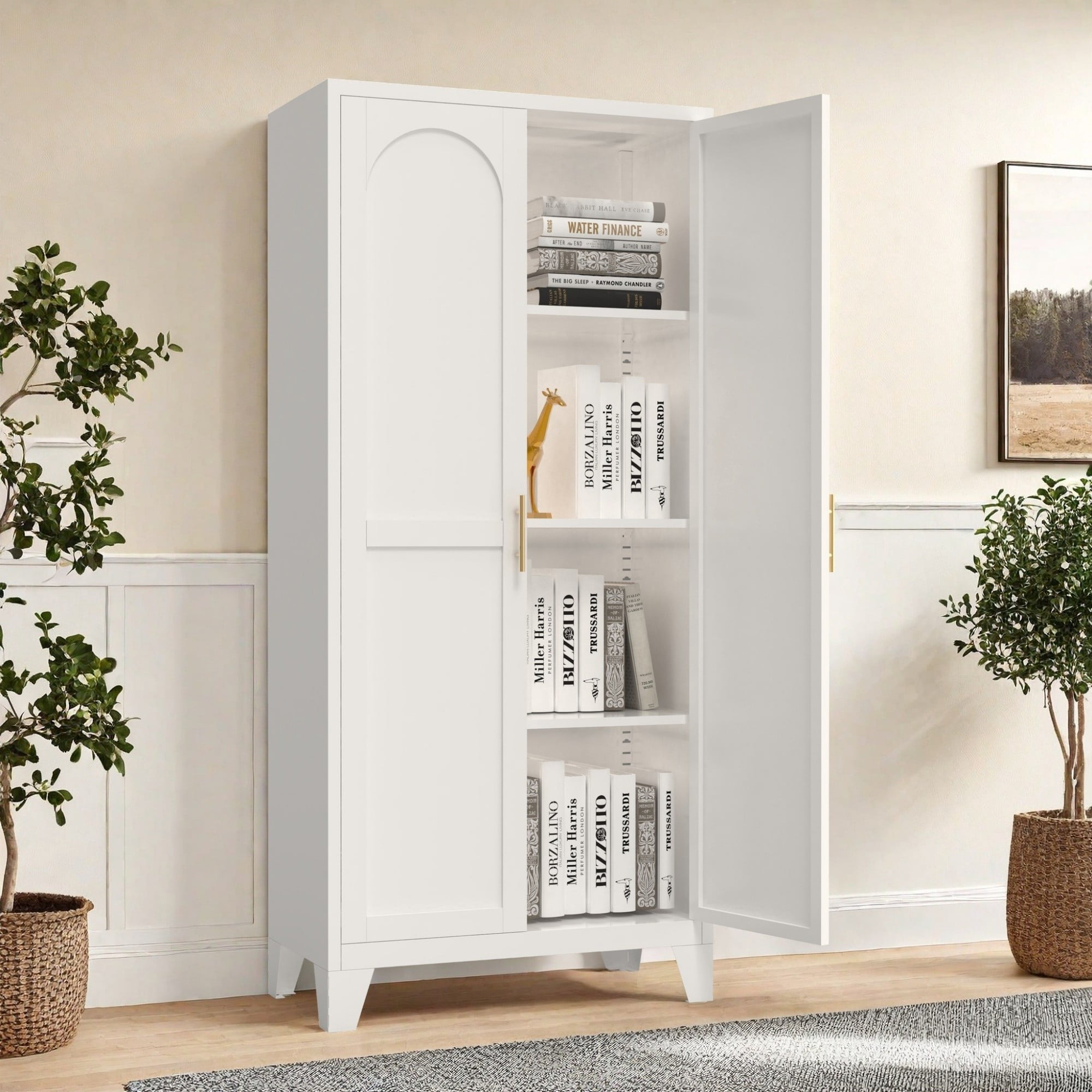 61" Metal Storage Cabinet with Doors and Adjustable Shelves,Garage Storage Cabinet for Home,Office,