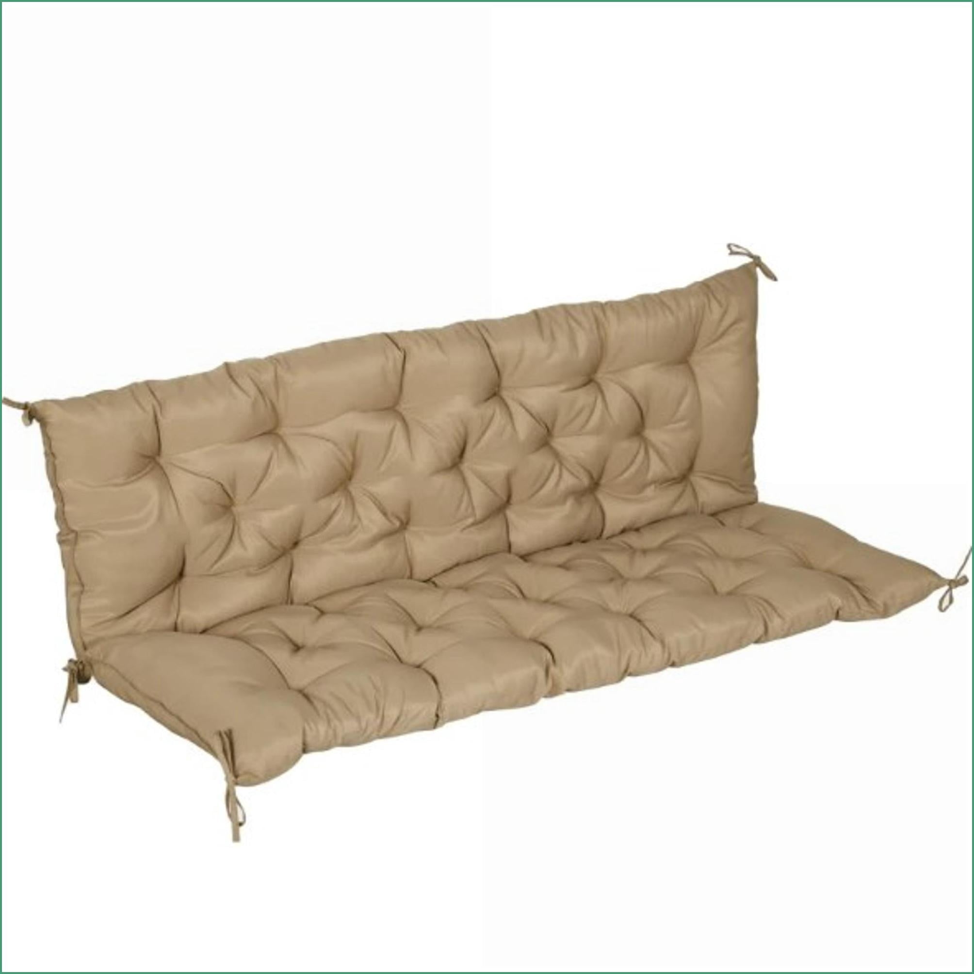 Outdoor 3-Seater Swing Replacement Cushion | 59" Tufted Patio Bench Cushion for Porch Furniture | Tan Brown