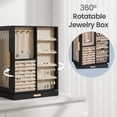 thumbnail image 3 of LEDREM 360°Rotatable Jewelry Box, Transparent And Visible, 5-Layer & 18 Hooks For Necklace Storage, Velvet Lined, 3 of 8