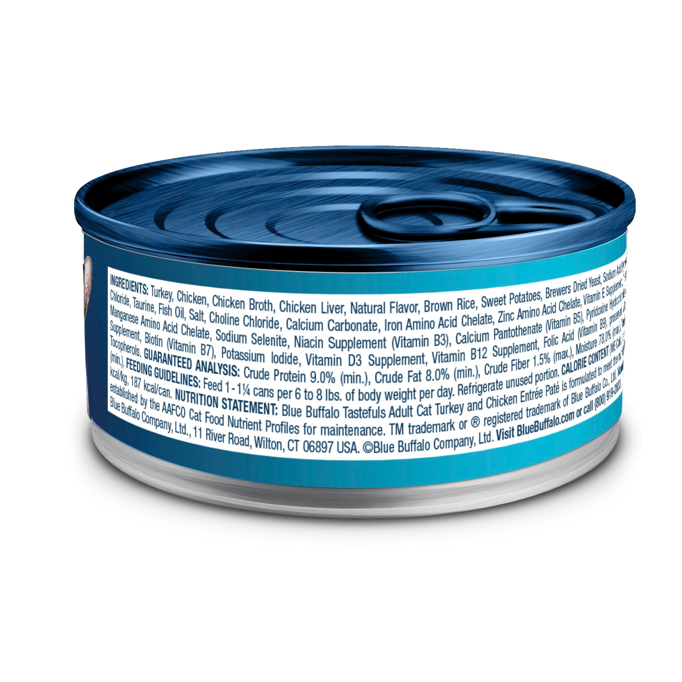 (2 pack) Blue Buffalo Tastefuls Wet Cat Food Paté, Turkey and Chicken, 5.5-oz. Can