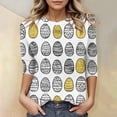 thumbnail image 4 of HAVUITYY Easter Bunny Sweater for Women – Soft 3/4 Sleeve Cotton Pullover with Cute Egg Print, Perfect Spring Going Out Top & Holiday Gift Idea, 4 of 5