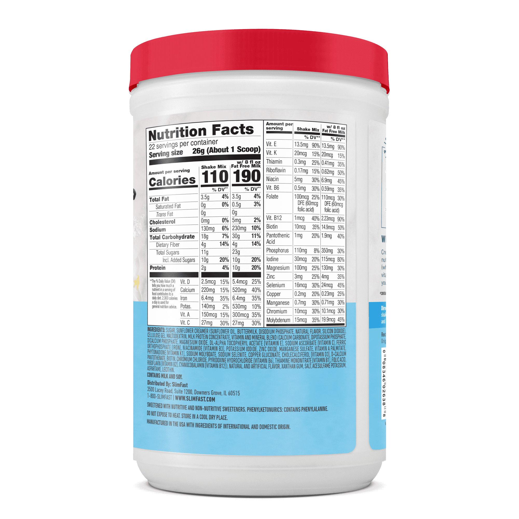 SlimFast Original French Vanilla Meal Replacement Shake Mix, 10g Protein, 22 Servings