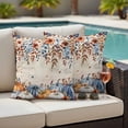 thumbnail image 4 of Fall Orange Blue Outdoor Waterproof Pillow Covers, Thanksgiving Floral Botanical Retro Decorative Square Throw Pillowcase Sofa Cushion Sham for Patio/Couch/Chair, 18"x18" 2 Pack, 4 of 8