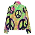 thumbnail image 6 of Jackets for Women Winter Coat Jackets Flannel Stand Collar Jacket(Colorful Peace Signs Pattern,Size:S-4XL), 6 of 7