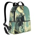 thumbnail image 2 of Lsque Bull Charging Through Waves Pattern Backpack – School Travel Canvas Daypack with Ergonomic Padded Straps, Multiple Compartments & Leather Handle, 2 of 5