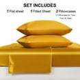 thumbnail image 6 of Flxxie 3 Pieces Twin-XL Silky Satin Sheet Set for Hair and Skin, Includes Flat Sheet, Deep Pocket Fitted Sheet and Pillowcases, Golden Brown, 6 of 6
