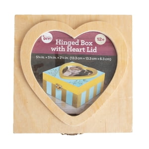 Hello Hobby Brown Wood Heart-Lid Keepsake Box