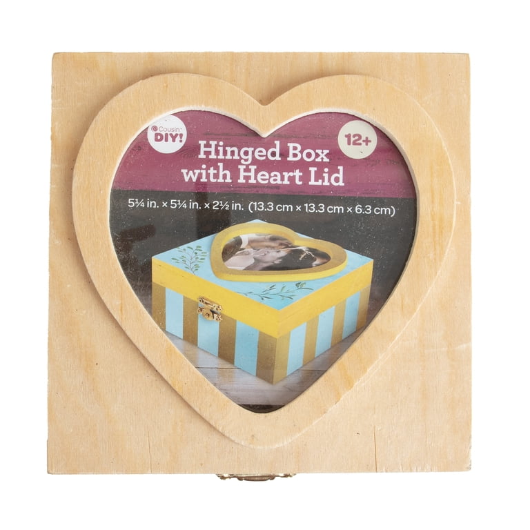 Hello Hobby Brown Wood Heart-Lid Keepsake Box photo 1