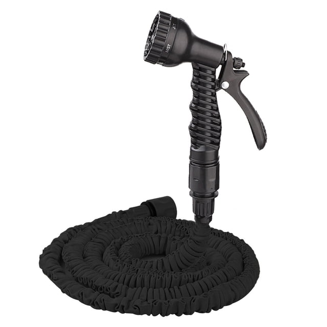 Spray Type Telescopic Water Pipe High Pressure Car Wash Water Spray Nozzle Latex Inner Tube for Home Use Black 25ft