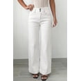 thumbnail image 5 of Women's High Waist Wide Leg Jeans – Solid White Denim Trousers with 2-Button Closure, Casual Daily Wear, 4, 5 of 5