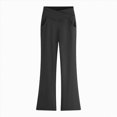 thumbnail image 3 of UAYOTSE Girls Cross Waist Flare Pants V Front High Rise Side Pockets Kids Back to School Stretch Trousers Fall,Sizes 7-8 Years, 3 of 6