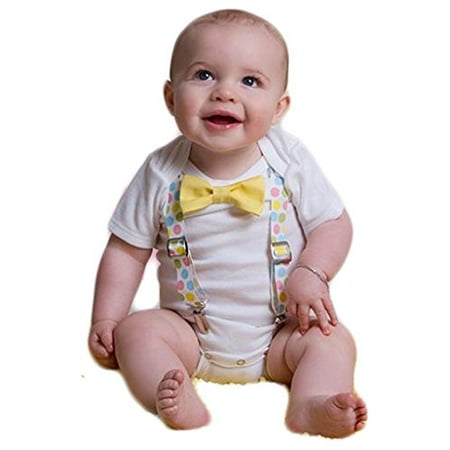 Noah's Boytique Baby Boys Easter Bunny Picture Outfit Dots Yellow Bow Tie Newborn