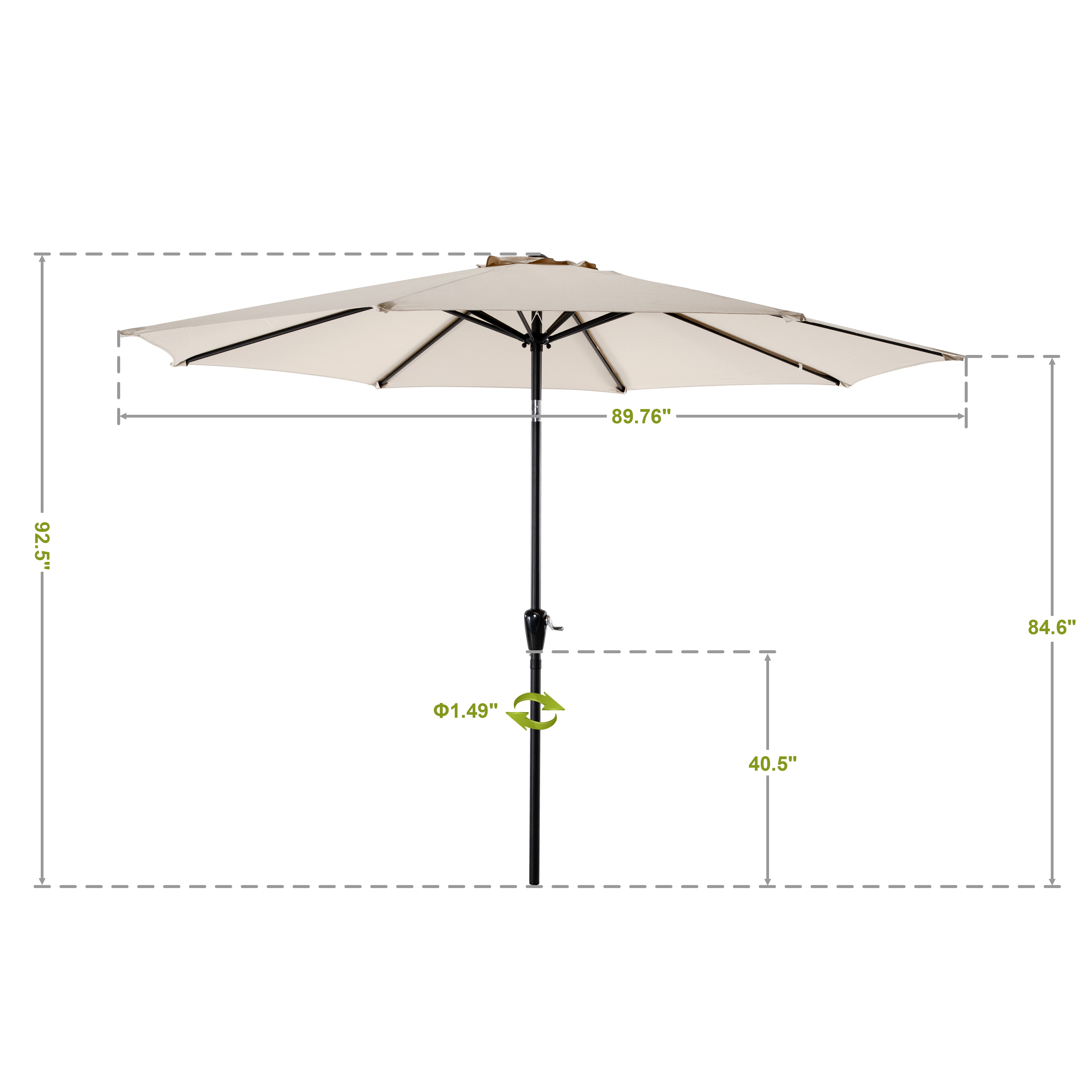 Nuu Garden 8 ft Outdoor Aluminum Patio Umbrella, Outdoor Table Umbrella with 8 Sturdy Ribs Patio Umbrella with Push Button Tilt and Crank