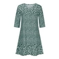 thumbnail image 4 of Ecqkame Fashion Womens Floral Printed Dress Summer Casual V-Neck 3/4 Sleeve Dress Fold Lightweight Holiday Thin Midi Dress Green XXL, 4 of 6