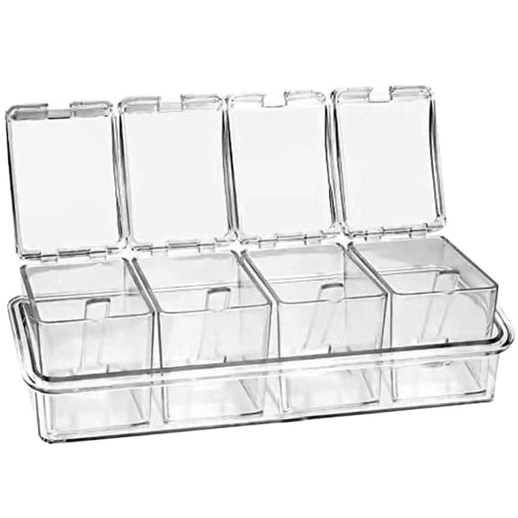 SIEYIO Condiment Storage Box Spices Container with 4 Compartments Seasoning Organizer