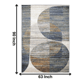 thumbnail image 5 of FLOORPLAY 5.3x7.6 Washable Area Rug, Modern Abstract Gray Blue Geometric Pattern, Distressed Non-Slip Area Rug for Bedroom & Living Room, Medium Pile, 5 of 5