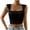 Black, variant on fatyb Womens Square Neck Crop Tops Smocked Sleeveless Tank Tops Solid Color Slim Going out Shirts Tee