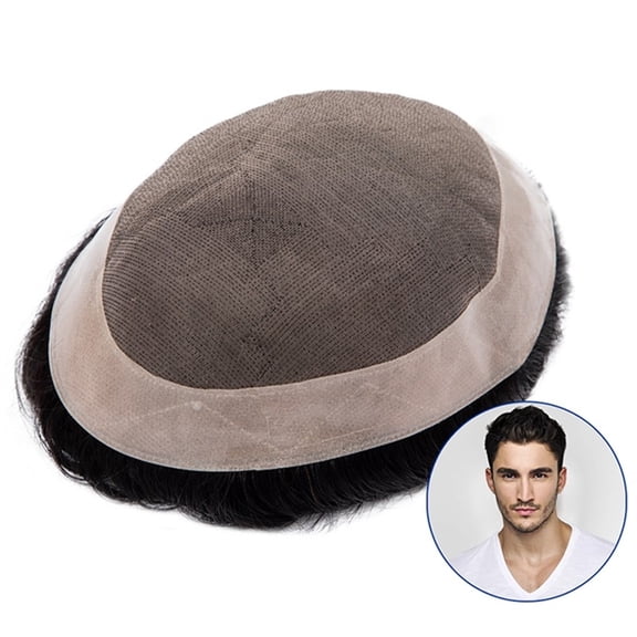 Men Toupee Durable Male Hair Prosthesis Fine Mono Top and NPU Perimeter Hair Toupee Natural Human Hair Replacement System Unit Man Hairpiece