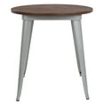 thumbnail image 3 of Flash Furniture Jeffrey 30" Round Silver Metal Indoor Table with Walnut Rustic Wood Top, 3 of 5