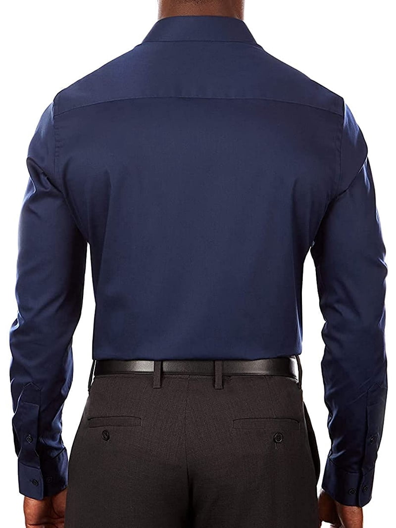 Van Heusen Mens Dress Shirt Slim Fit Flex Collar Stretch Solid 17.5 Neck  34-35 Sleeve Night Blue - Walmart.com
