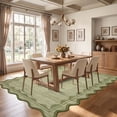 thumbnail image 4 of Garvee 9'x12' Scalloped Wavy Border Area Rug Neutral Washable Carpet, Non Slip Minimalist Striped Floor Rug for Living Room Bedroom Home Office, Green, 4 of 6