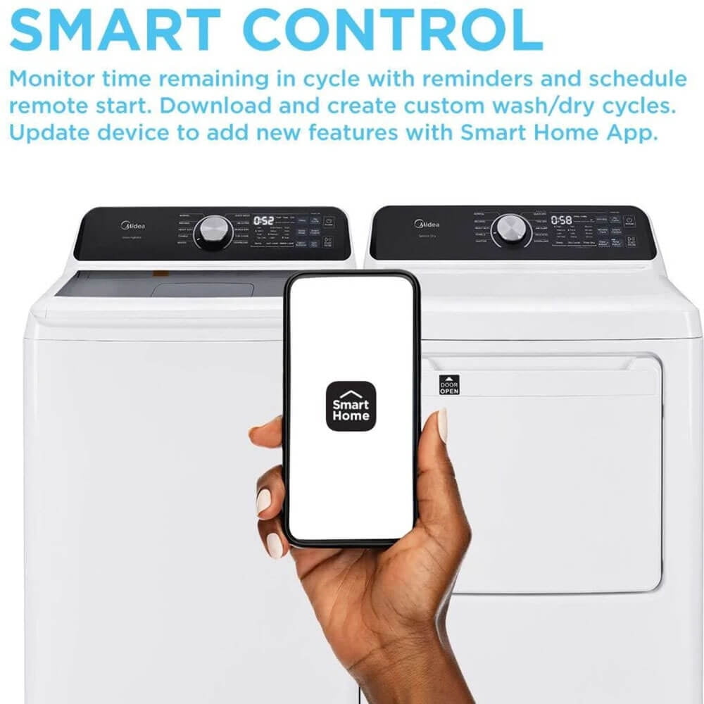 Midea MLTW44A4BWW 4.4 Cu. Ft. White Top Load Smart Washer