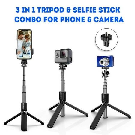 Image of Extendable Selfie Stick Monopod Tripod Bluetooth Remote Shutter For Cell Phone WithUniversal Camera Dock