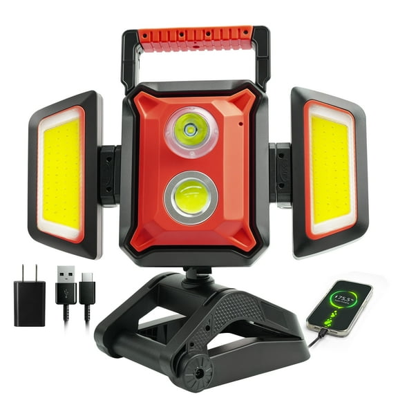 SYLMAX Rechargeable Work Light Magnetic Clamp, 40W Cordless LED Light, 4000LM Professional, 5 Modes, 350° Rotation, IP65 Waterproof, for Mechanics, Construction, Workshop, Emergency