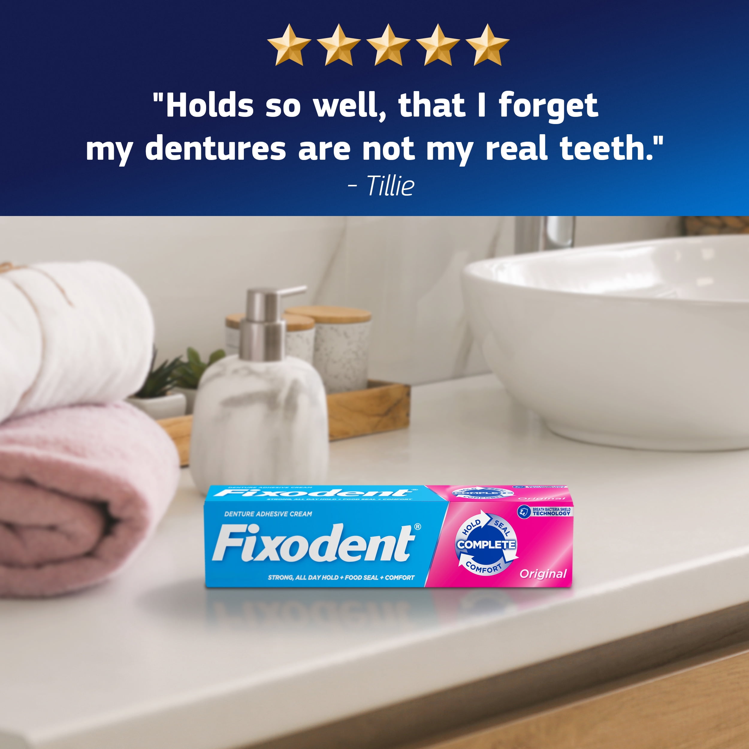 Fixodent denture adhesive cream, original, strong and long hold - 0.75 oz