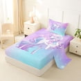thumbnail image 2 of Metsweet Princess Unicorn Twin Sheets 3pcs, Dreamy Gradient Starry Sky Bedding, Blue Purple Pink,1 Fitted Sheet, 1 Flat Sheet and 1 Pillowcase, 2 of 5
