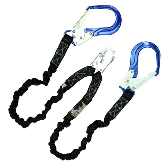 AFP 6FT Double Leg Internal Shock Absorbing Safety Fall Protection Lanyard with Dual Aluminum Pelican Rebar & Steel Snap Hook |Heavy-Duty Webbing | OSHA & ANSI Rated