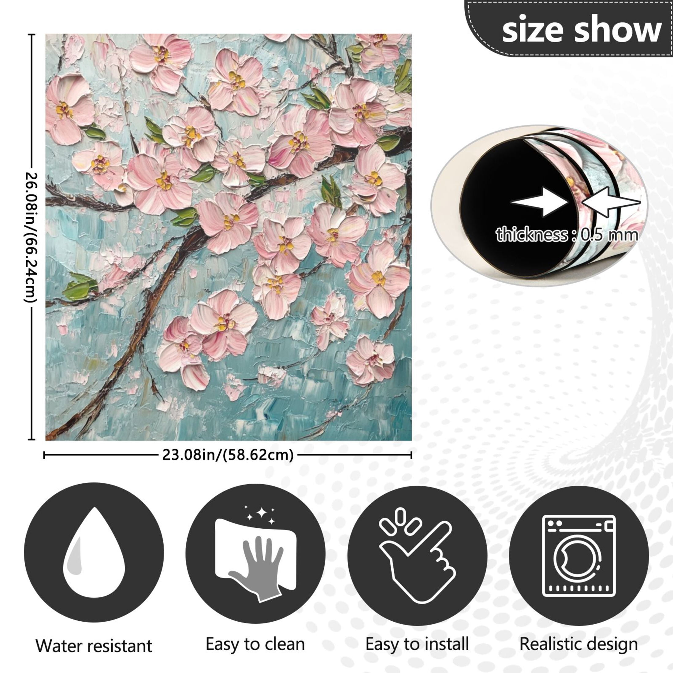 Dishwasher Magnetic Sticker 23x26 Inch Refrigerator Magnetic Sticker Washing Machine Magnetic Sticker Kitchen Panel Magnetic Sticker Home Decor Colorful Cherry Blossom