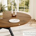 thumbnail image 3 of 43.2"-59.1" Extendable Round Dining Table for 4-6 People, Modern Kitchen Oval Dining Table with Flexible Leaves Space Saving, Metal Base for Kitchen Dining Room (Walnut), 3 of 14