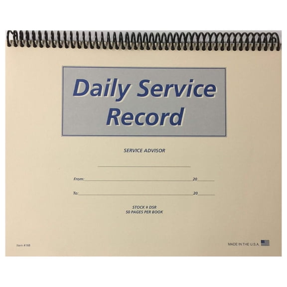 Daily Service Record Book - 50 Sheets/Book (W9)