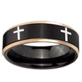 thumbnail image 2 of Crosses 8MM Step Edge Black And Rose Gold Tungsten Men Ring, 2 of 2