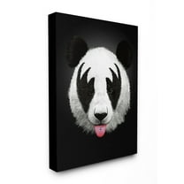The Stupell Home Decor Black and White Panda Rock Star with Tongue Out Canvas Wall Art
