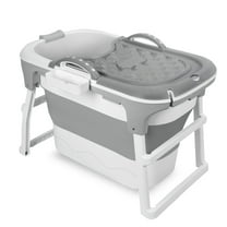 40.6" Portable Folding Bathtub - Ergonomic Soaking Tub with Massage Roller & Foldable Design