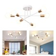 thumbnail image 2 of Modern Ceiling Light Matte Black Finish Retro Look 6-Light chandlier dining room White+Gold, 2 of 8