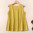 thumbnail image 4 of Lumtrix Cotton Linen Tank Tops For Women Casual Cute Gauze Button Down Crewneck Sleeveless Summer Shirts Loose Lightweight Vests 2026 Yellow 2XL, 4 of 6