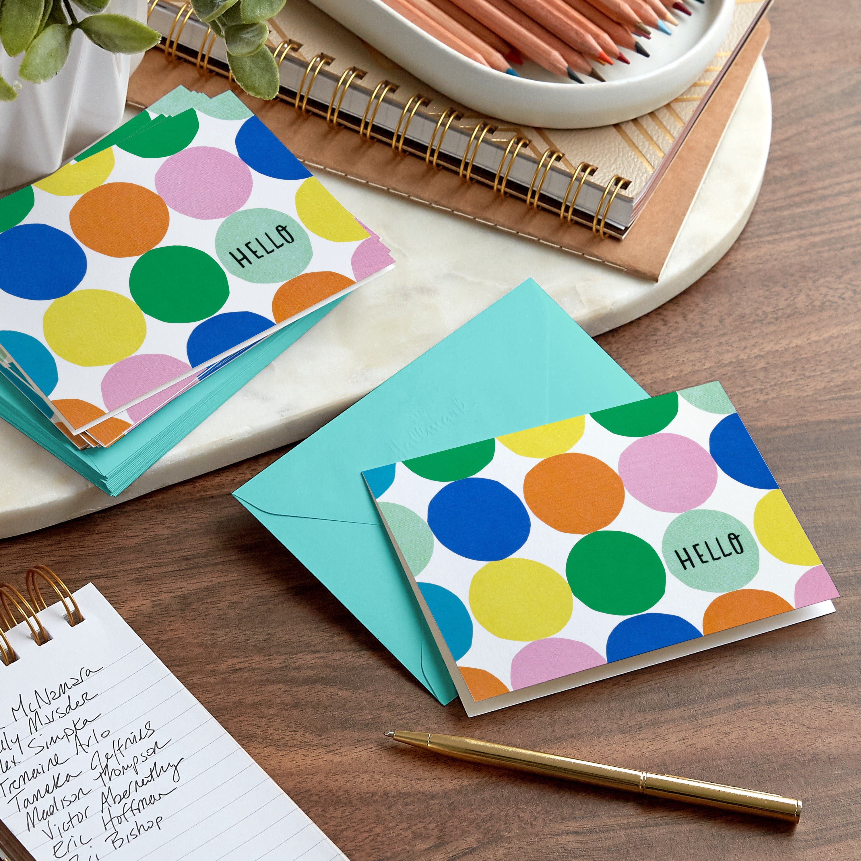 Hallmark Blank Thinking of You Notes (Colorful Circles), 20 Count